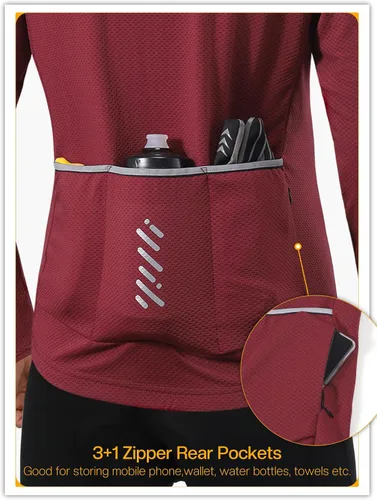 Miniatura 5 de BERGRISAR Camiseta de ciclismo de manga larga para hombre, camiseta de ciclismo de carretera para primavera, otoño, ciclismo, montaña, MTB