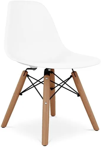 Miniatura 2 de Sillas de plástico y madera de 21.75 pulgadas para sala de juegos para niños en blanco (juego de 2)