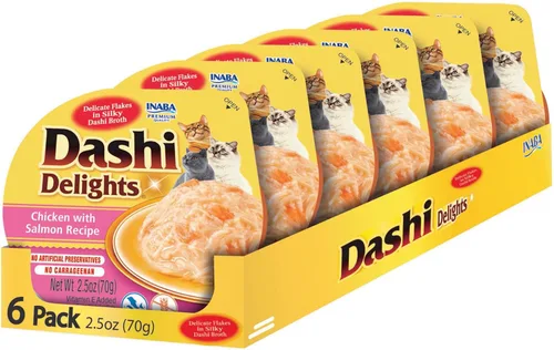 Miniatura 13 de INABA Dashi Delights para gatos, guarnición de pollo desmenuzado con caldo de hojuelas de bonito, complemento de comida para gatos con taurina