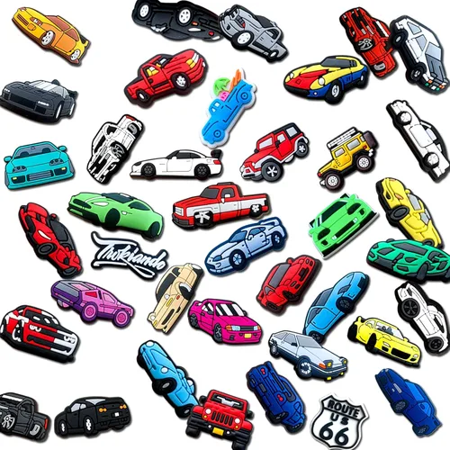 Miniatura 4 de pocpockets 25, 40 dijes de zapatos de carreras para zapatos, pulseras, pulseras, dijes de PVC para decoración de niños y hombres, regalos de fiesta