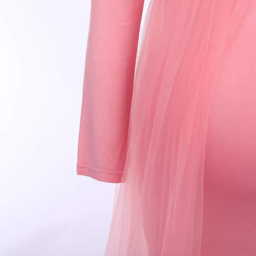 Miniatura 5 de Vestido de maternidad de manga larga con hombros descubiertos para mujer, vestido de tul para boda, sirena para sesión de fotos, baby shower
