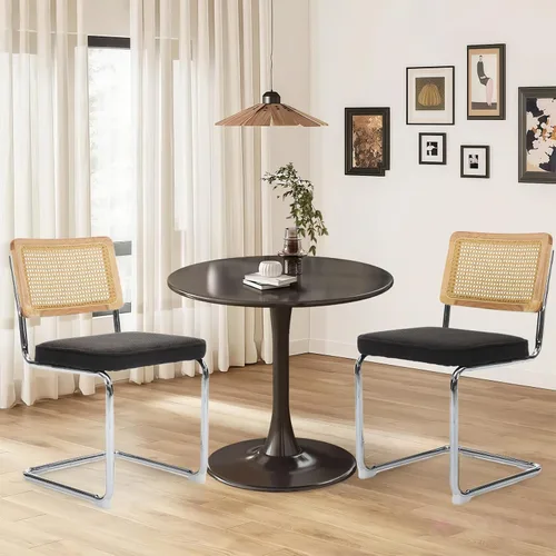 Miniatura 53 de Juego de 6 Sillas de Comedor Tapizadas de Terciopelo, Sillas Laterales de Cocina de Estilo Moderno con Ribete de Tachuelas y Patas de Madera, Anillo