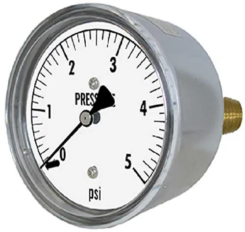 Miniatura 6 de PIC Gauges LP2-254-60 Manómetro de baja presión no rellenable de montaje trasero central con carcasa cromada, internos de latón, lente de plástico