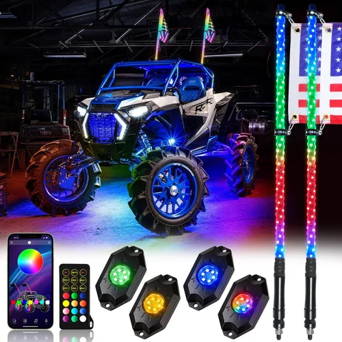Miniatura 12 de OHMU Kit de 2 luces LED de látigo de 3 pies y luces de roca de 3ª
