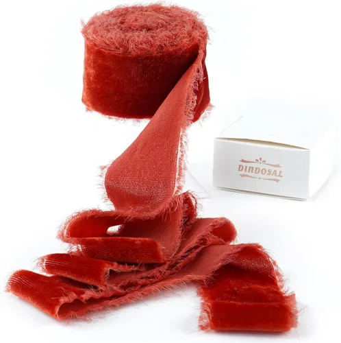 Miniatura 23 de Cinta de terciopelo negro de 1.5 pulgadas, cinta de terciopelo de seda deshilachada negra, terciopelo rústico de Navidad para regalo, borde crudo