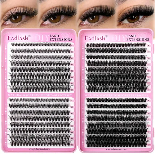 FADLASH Racimos de pestañas naturales en racimo de pestañas rizadas D 30D+40D+50D+60D | Extensiones de pestañas en racimo de 0.315-0.630 in, banda