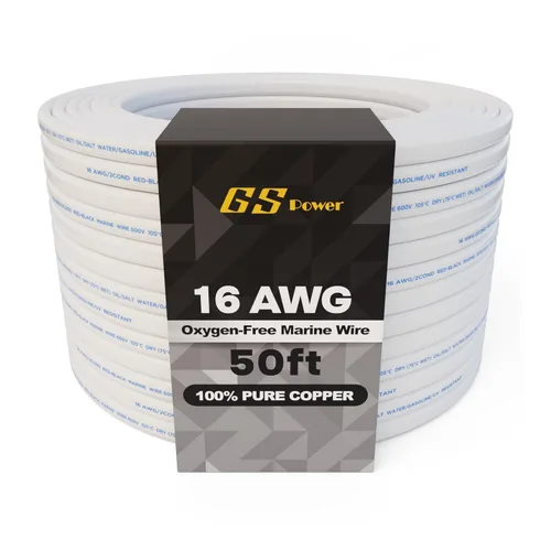 Miniatura 12 de GS Power 50 pies de alambre dúplex marino, alambre calibre 14, cable eléctrico para barco de cobre estañado libre de oxígeno 14 AWG, cable eléctrico
