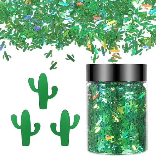 Cactus de 1.69 onzas (1.69 oz) - 0.315 pulgadas. Brillo grueso holográfico, purpurina brillante LightStone Sparkles, purpurina a granel para