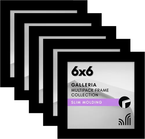 Miniatura 10 de Americanflat Portarretratos de 3 x 5 con plexiglás pulido, juego de 5 unidades, colección Galleria, marcos para mesa y pared, color negro