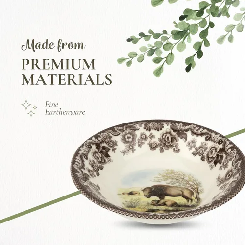 Miniatura 4 de Spode Woodland American Wildlife Ascot - Cuenco para cereales, diseño de bisonte, cuenco de loza fina de 8 pulgadas para cereales, ensaladas