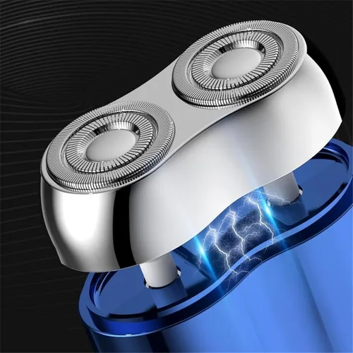 Miniatura 2 de Mini afeitadora eléctrica de doble cabeza, nueva afeitadora de bolsillo 2025, mini afeitadora USB para hombres, rasuradora de doble cabeza lavable