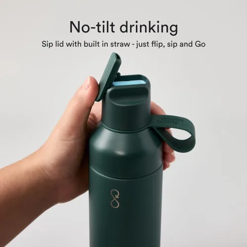 Miniatura 4 de Ocean Bottle Go - Botella de agua de acero inoxidable de 17 onzas, reutilizable y sostenible, mantiene las bebidas frías y calientes, regalo Verde