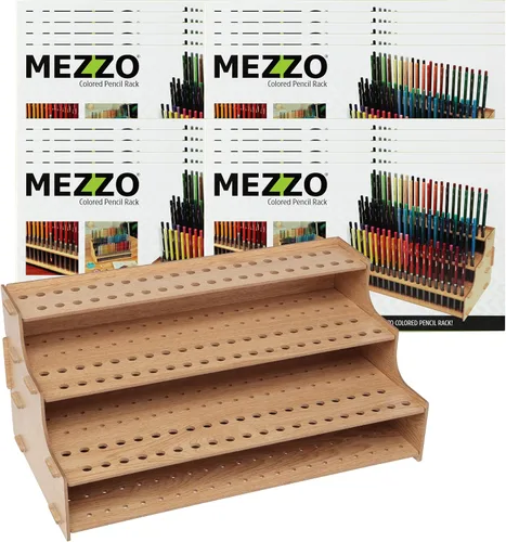 Miniatura 11 de Mezzo Artist Paint and Brush Rack - Soporte de Escritorio Multicapa de Laminado Veteado de Madera Organizador de Almacenamiento y Exhibición