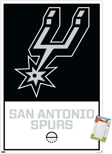 Trends International NBA San Antonio Spurs - Póster de pared con logotipo 21, 22.375 x 34 pulgadas, paquete de póster y montaje prémium Paquete de