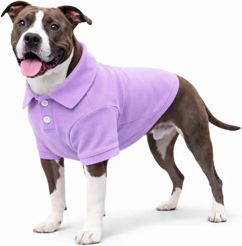Miniatura 9 de lovelonglong Polo básico para perro, de algodón de primera calidad, para perros grandes, medianos y pequeños, con cuello de dos botones, color Negro