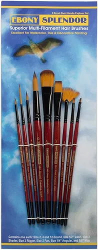 Miniatura 9 de Creative Mark Ebony Splendor - Brocha sintética de mango corto para pintura de marta sintética, Rigger # 2, pelo multifilamento Teijin, pinceles