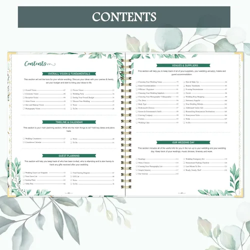 Miniatura 4 de Agenda de boda – Libro de planificación de boda y organizador para la novia con 5 secciones con pestañas, 12 x 9 pulgadas, tapa dura con esquina