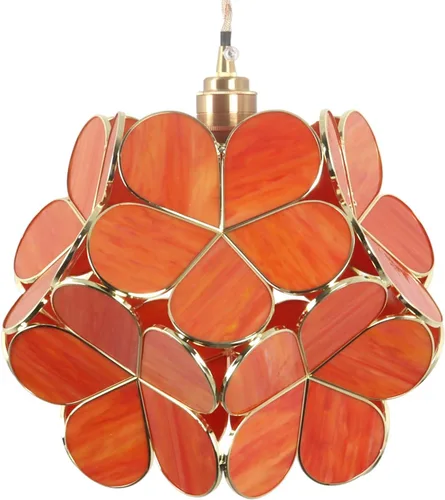 Miniatura 30 de Bieye L10749 - Lámpara colgante de techo de vidrio manchado estilo Tiffany con pantalla de 8 pulgadas de ancho (naranja, 8" flor de cerezo)