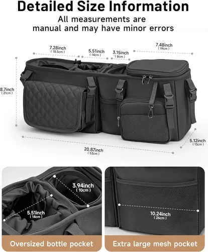 Miniatura 3 de kcross Bolsa organizadora de cochecito doble para Bob Duallie y Baby Jogger City Mini Gt2, organizador de cochecito doble con soporte para tazas