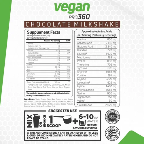 Miniatura 3 de Forzagen Proteína Vegana 360 2 Libras 27 Porciones, Proteína a Base de Plantas Extraída de Quinua, Arroz Integral y Proteína Aislada de Guisante