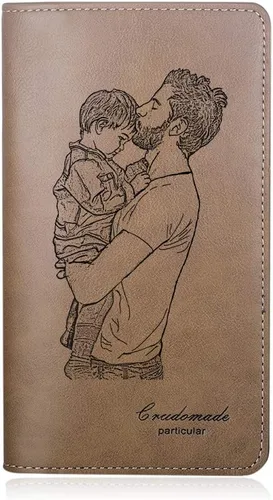 Billetera personalizada para hombre, carteras con fotos personalizadas, billetera de viaje grabada para hombre, regalo del día del padre, regalo de