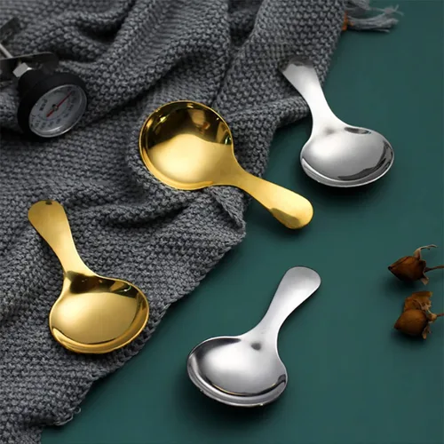 Miniatura 5 de Juego de 6 cucharas de mango corto, mini cucharas de sal de acero inoxidable para condimentos, postres, té, café, pasteles, azúcar, cuchara