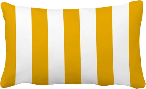 Miniatura 2 de Leaveland Juego de 2 fundas de almohada rectangulares de algodón y poliéster de 12 x 20 pulgadas con rayas amarillo mostaza y blanco, fundas