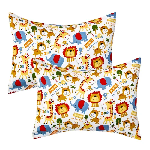 Miniatura 12 de IBraFashion Paquete de 2 fundas de almohada de algodón antideslizantes de 14 x 19 pulgadas para niños pequeños, diseño de vehículo de construcción