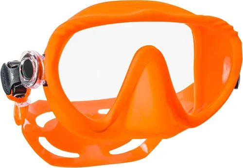 SCUBAPRO Máscara de buceo fantasma, diseño sin marco de bajo volumen con lente única ultra transparente, falda de silicona y hebillas de correa de