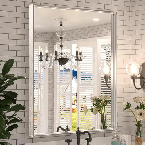 Miniatura 20 de Keonjinn - Espejo rectangular con marco negro para baño de 40 x 30 pulgadas, espejo de pared para sobre el lavabo, espejos de tocador de metal