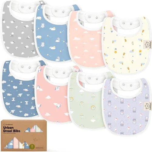 Miniatura 21 de Paquete de 8 baberos orgánicos para bebés niños, niñas - baberos de algodón suave para babear y dentición para bebé niña y niño, extra absorbentes