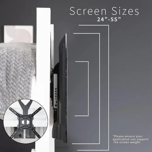 Miniatura 8 de VIVO Soporte de TV para colgar para pantallas planas y curvas de 24 a 55 pulgadas, diseño de acero ligero, barra transversal de altura ajustable