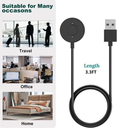 Miniatura 7 de Cargador compatible con Fossil Hybrid Smartwatch HR Accesorio Cargador rápido Cargador USB magnético - 3.3 pies (negro)