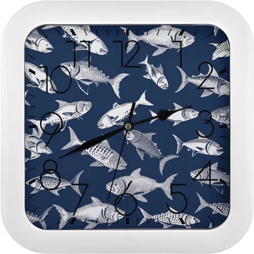Miniatura 26 de 10" Square Modern Wall Clock,Animal Patterns Print Kitchen Clocks Wall Battery Operated,Silent Non Ticking Unique Funny Cute Wall Clock for Living
