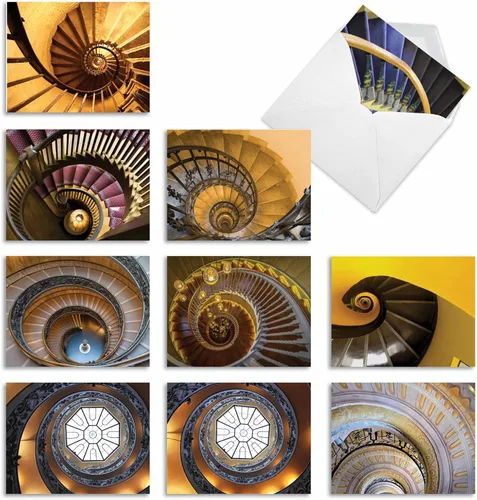 Miniatura 11 de The Best Card Company - 10 tarjetas de notas en blanco en caja (4 x 5.12 pulgadas) - Arquitectura, tarjetas surtidas para todas las ocasiones - Este