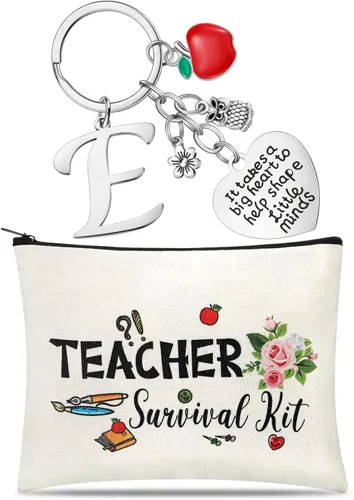 Miniatura 10 de Juego de regalo de agradecimiento al profesor, kit de supervivencia para profesores, llavero con inicial, regalos para profesores de graduación