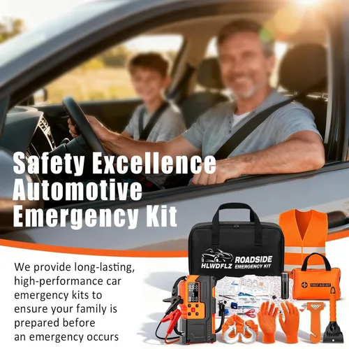 Miniatura 7 de Kit de emergencia en carretera para automóvil, arrancador de salto con compresor de aire, kit de primeros auxilios, cuerda de remolque, kit