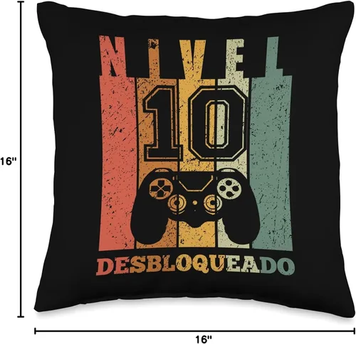 Miniatura 4 de 10 Años Regalo Cumpleaños Para Hombre, Niño Regalo Años Gamer Nivel 10 Desbloqueado - Almohada (16 x 16 pulgadas), multicolor
