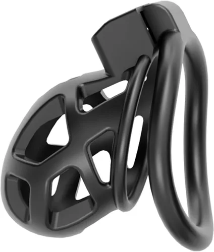 Dispositivo de castidad masculina, jaula de castidad 3.0 de resina con 4 tamaños de anillos, jaula de castidad pequeña, jaula ligera para el pene,