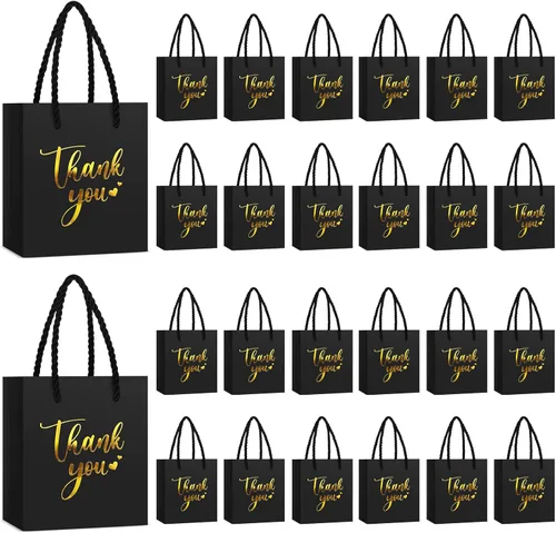 Honoson 30 mini bolsas de regalo con asa de 4 x 2.75 x 4.5 pulgadas, pequeña bolsa de agradecimiento para boda, baby shower, cumpleaños, graduación