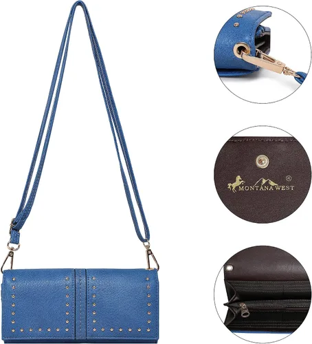Miniatura 6 de Montana West - Bolsa grande de cuero para mujer, portación oculta de arma, con detalle de tachas, bolsa cruzada