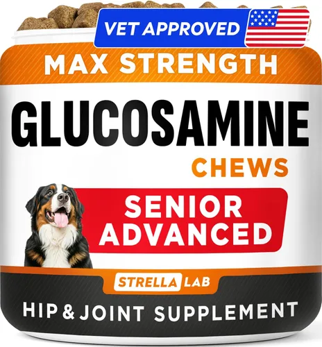 Suplemento Avanzado Senior de Glucosamina Condroitina para Articulaciones de Perros - Pastillas para Alivio del Dolor de Cadera y Articulaciones -
