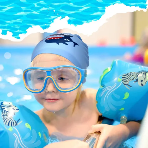 Miniatura 5 de Sintuff 3 Pcs Kids Swim Caps Toddlers Swimming Caps Silicone Swim Cap for Boys Girls (Age 4-12) Baby Waterproof Cartoon Bathing Hats for Long and