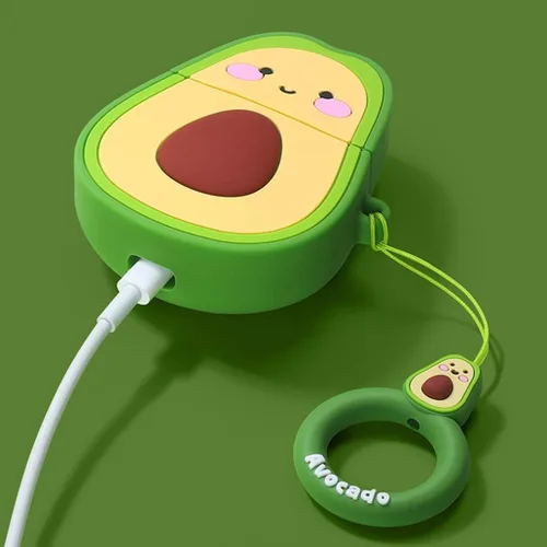 Miniatura 5 de Funda compatible con Airpods 1/2, diseño de personajes de dibujos animados de silicona, diseño de Airpod de frutas, diseño de llavero divertido