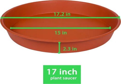 Miniatura 3 de Paquete de 2 de Bandejas de Platillo para Plantas de 16-17 pulgadas (Base de 15 pulgadas), 2.3" de Profundidad, Platillo de Plástico Resistente
