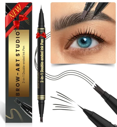 Miniatura 10 de iMethod Lápiz de microblading para cejas - Lápiz para cejas 2 en 1 de doble punta con aplicador de punta de micro-horquilla de 3 puntas y punta