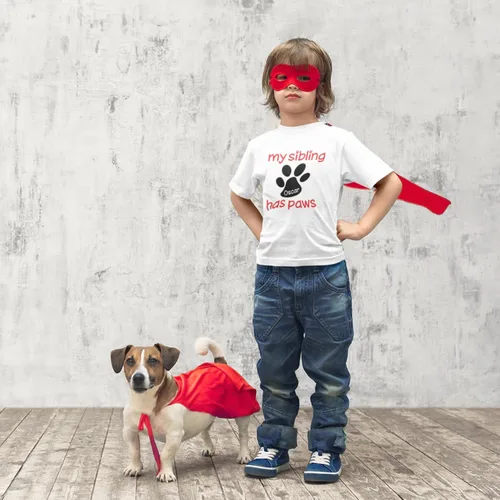 Miniatura 2 de Personalized Dog Paw Print Baby Shirt, My Siblings Have Paws