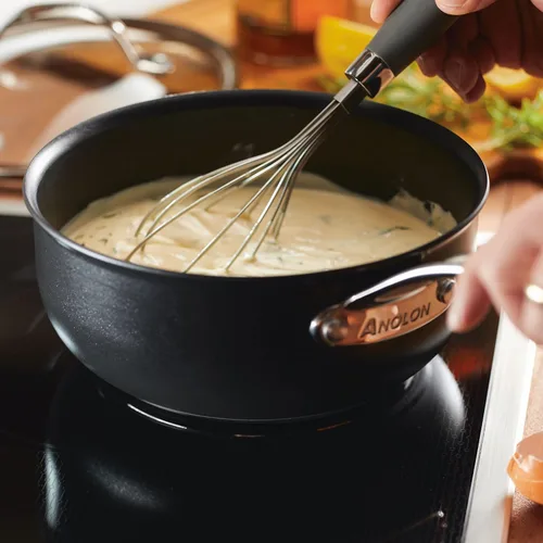 Miniatura 17 de Anolon X SearTech - Saucier antiadherente de aluminio con tapa, 2.5 cuartos de galón, gris súper oscuro