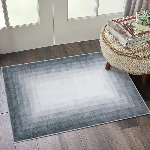Miniatura 26 de WESTLOOM Alfombra de pasillo de 2 x 6 pies, lavable, moderna, con bordes, antideslizante, resistente a las manchas, borde geométrico, alfombra
