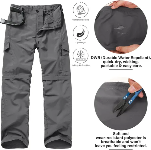 Miniatura 5 de Hiking Pants for Men Convertible Zip Off Boy Scout Quick Dry Lightweight Cargo Travel Safari Pants
